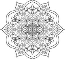 Outline Mandala in black and white Pro Vactor vector