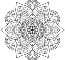 Outline Mandala in black and white Pro Vactor vector