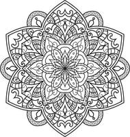 Outline Mandala in black and white Pro Vactor vector