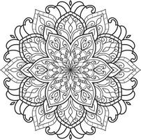 Outline Mandala in black and white Pro Vactor vector