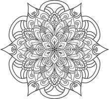 Outline Mandala in black and white Pro Vactor vector