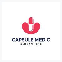 modern logo medical capsule for healthcare company vector