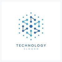 abstract hexagon technology logo with share symbol for industry and company vector