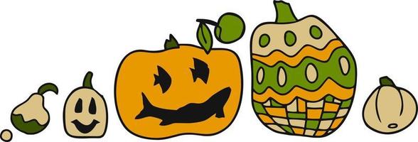 calabazas grandes y pequeñas para feliz halloween vector