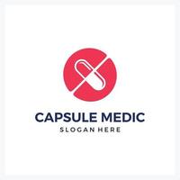 modern logo medical capsule for healthcare company business vector