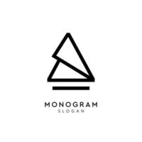 monograma logo origami triángulo línea arte vector