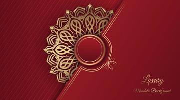 red luxury background, with gold mandala decoration vector