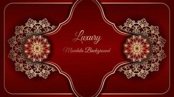 red luxury background  with gold mandala ornament  vector design