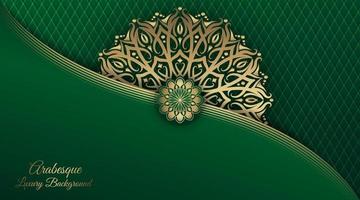 golden mandala ornament  on a green background vector