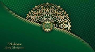 golden mandala ornament  on a green background vector