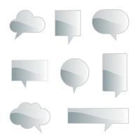 collection set of blank hand drawn speech bubble balloon with shadow, think speak talk whisper text box, flat vector illustration design isolated
