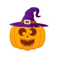 Calabaza de Halloween con sombrero aislado sobre fondo blanco. vector