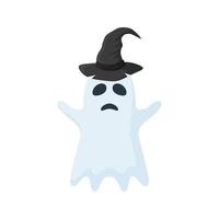 fantasma de halloween con sombrero aislado sobre fondo blanco vector