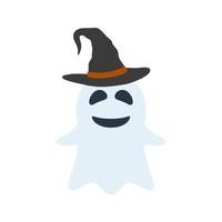 fantasma de halloween con sombrero aislado sobre fondo blanco vector