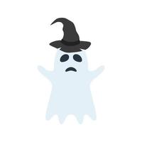 fantasma de halloween con sombrero aislado sobre fondo blanco vector