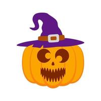 Calabaza de Halloween con sombrero aislado sobre fondo blanco. vector