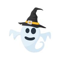 fantasma de halloween con sombrero aislado sobre fondo blanco vector