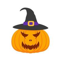 Halloween Pumpkin with hat isolated on white background vector