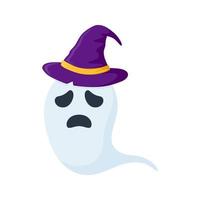 fantasma de halloween con sombrero aislado sobre fondo blanco vector