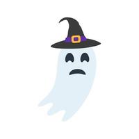 fantasma de halloween con sombrero aislado sobre fondo blanco vector