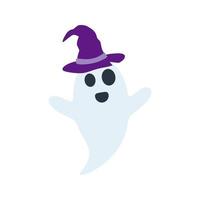 fantasma de halloween con sombrero aislado sobre fondo blanco vector