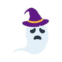 fantasma de halloween con sombrero aislado sobre fondo blanco vector