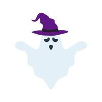 fantasma de halloween con sombrero aislado sobre fondo blanco vector