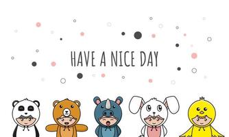 Cute animal costume doodle banner background wallpaper icon cartoon illustration