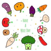 Cute vegetable doodle banner background wallpaper icon cartoon illustration vector