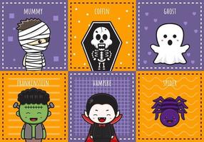 Ilustración de dibujos animados de banner de fondo de personaje de halloween lindo vector