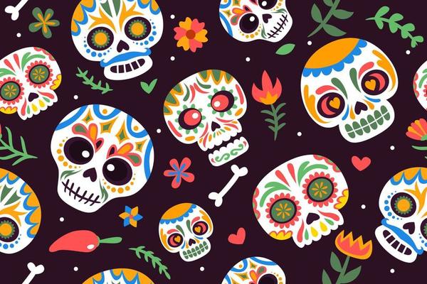 Calavera Sugar Skull Seamless Pattern