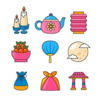 conjunto de iconos de chuseok vector