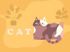 Cat icon flat hand drawn classic outline vector