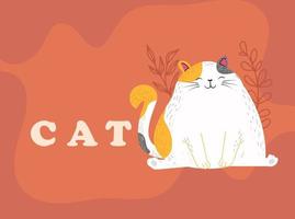 Cat icon flat hand drawn classic outline vector