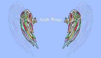 Wing vector set. colorful Sticker wing tattoo. Doodle and sketch style tattoo.