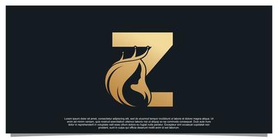 diseño de logotipo de monograma letra inicial z para negocios con mujeres concepto de belleza vector premium