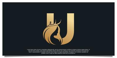 Monogram logo design initial letter U for business with women beauty concept Premium Vector