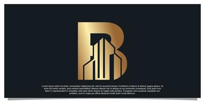 Monogram logo design initial letter B for business with building golden color concept Premium Vector