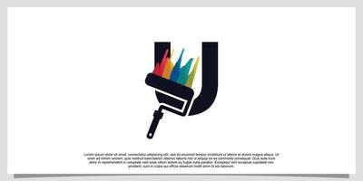 Logo design initial letter U for business with paint color vector