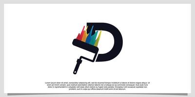 Logo design initial letter D for business with paint color vector