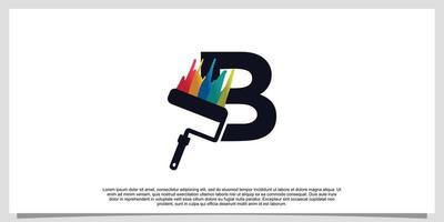 Logo design initial letter B for business with paint color vector