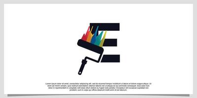 Logo design initial letter E for business with paint color vector