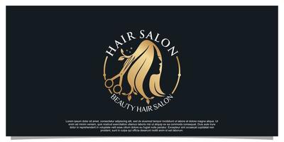 Beauty hair salon logo design for business with golden gradient color concept Premium Vector 1