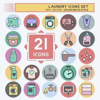 Icon Set Laundry. related to Laundry symbol. color mate style. simple design editable. simple illustration, good for prints vector