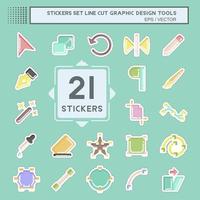 Sticker line cut Set Graphic Design Tools. related to Graphic Design Tools symbol. simple design editable. simple illustration. simple vector