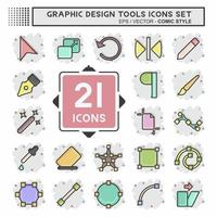 Icon Set Graphic Design Tools. related to Graphic Design Tools symbol. Comic Style. simple design editable. simple illustration vector
