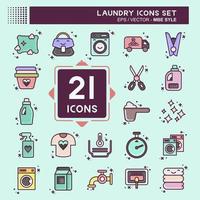 Icon Set Laundry. related to Laundry symbol. MBE style. simple design editable. simple illustration, good for prints vector