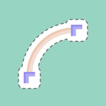 arco de dibujo de corte de línea de pegatina. relacionado con el símbolo de herramientas de diseño gráfico. diseño simple editable. ilustración sencilla. vectores sencillos