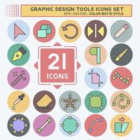 Icon Set Graphic Design Tools. related to Graphic Design Tools symbol. color mate style. simple design editable. simple illustration vector