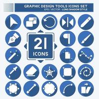 Icon Set Graphic Design Tools. related to Graphic Design Tools symbol. long shadow style. simple design editable vector